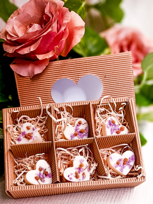 RISPLENDI - Coffret 6 Tartelettes Coeur Parfumées à la Cire de Soja