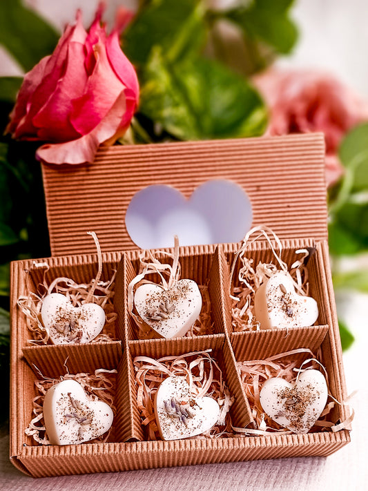 SMILE - Coffret 6 Tartelettes Coeur Parfumées à la Cire de Soja