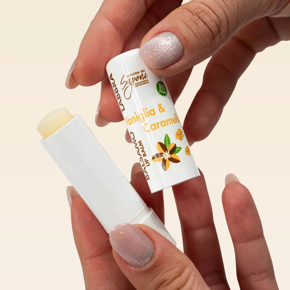 Balsamo Labbra Vaniglia & Caramello – Lip Balm Riparatore & Nutriente Bio 5ml