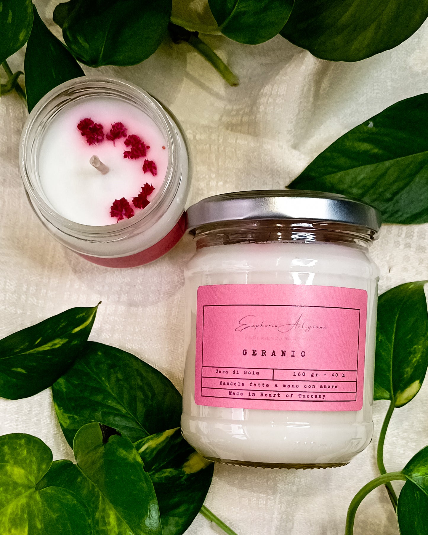 GERANIUM - Artisan Scented Candle in Soy Wax