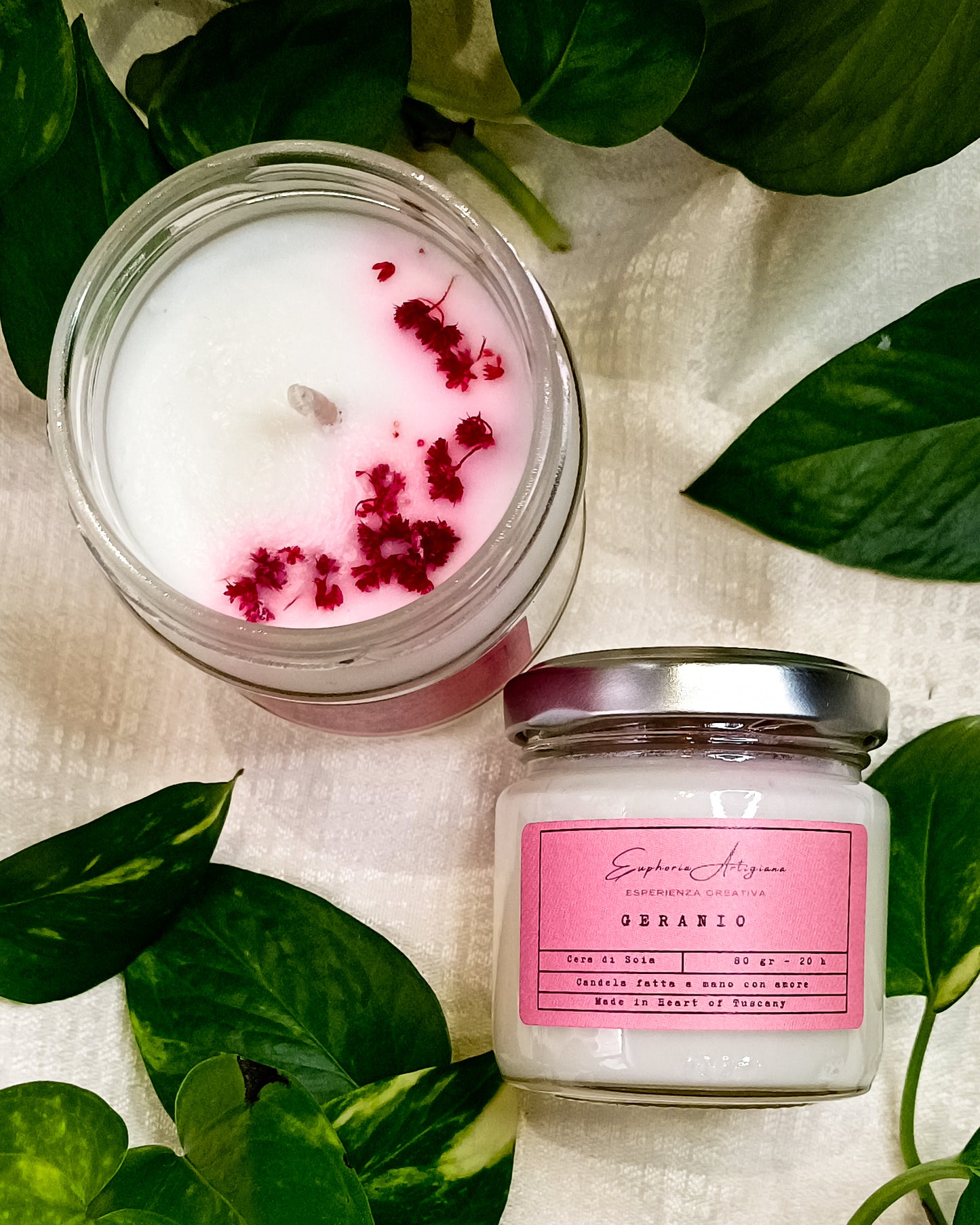 GERANIUM - Artisan Scented Candle in Soy Wax