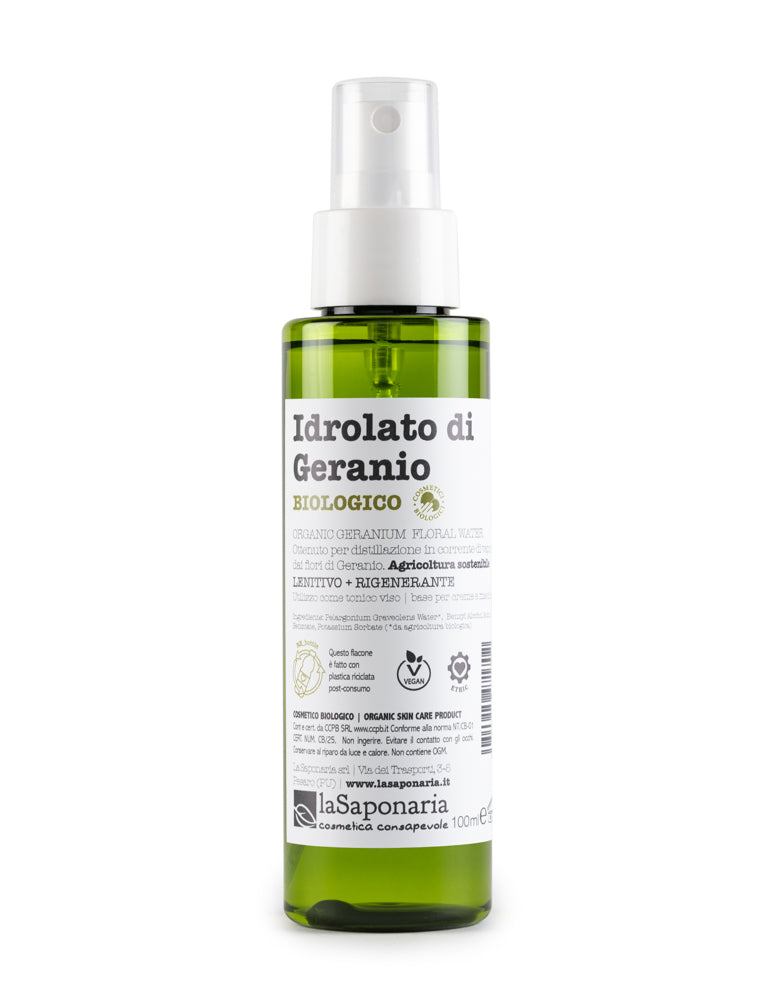Idrolato di Geranio Bio – Acqua Floreale Lenitiva & Rinfrescante 100ml
