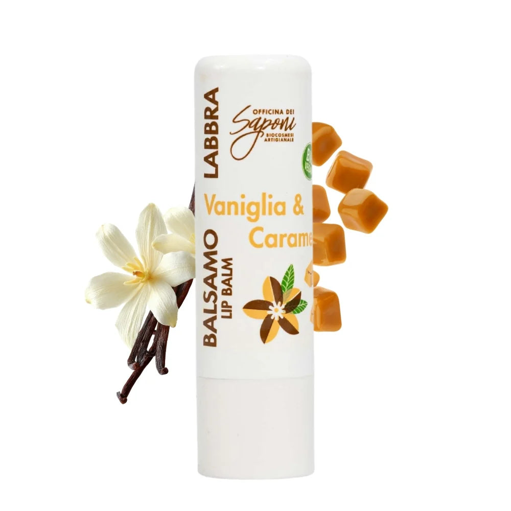 Balsamo Labbra Vaniglia & Caramello – Lip Balm Riparatore & Nutriente Bio 5ml