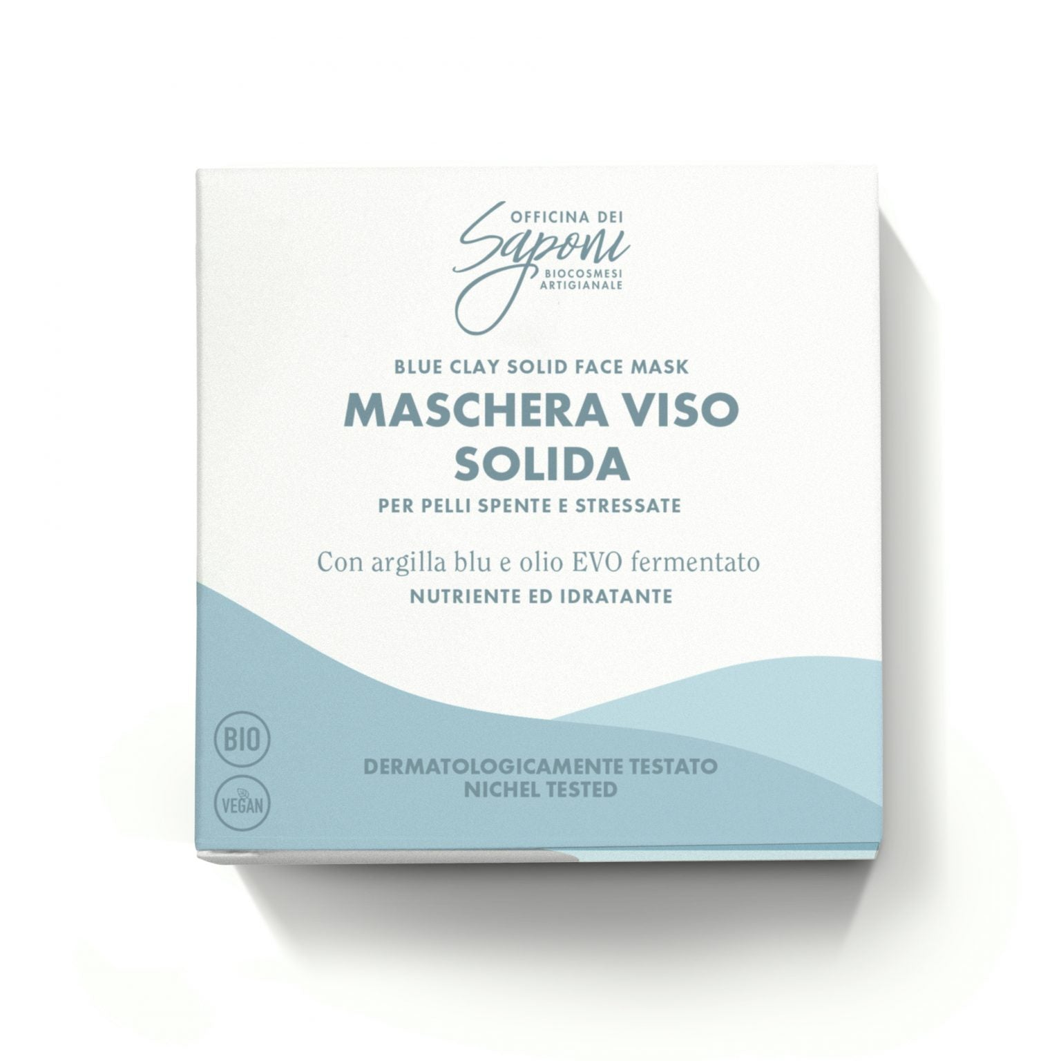 Maschera Viso Solida Nutriente & Idratante – Argilla Blu & Olio EVO Fermentato | 30g